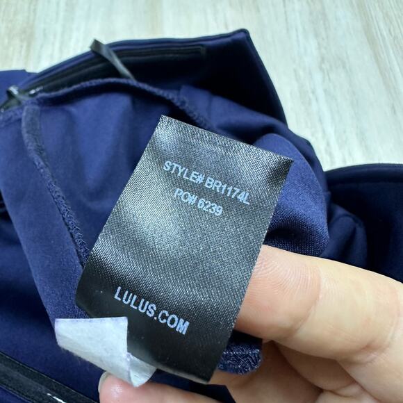 Lulus Power of Love Navy Blue V Neck Ruffle Strapless Wide Leg Jumpsuit Small - Picture 15 of 15